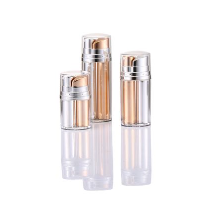 2 X 10 ml Botella de plástico sin aire 20 ml Botellas de bomba sin aire de doble tubo Botellas de vacío para el cuidado de la piel
